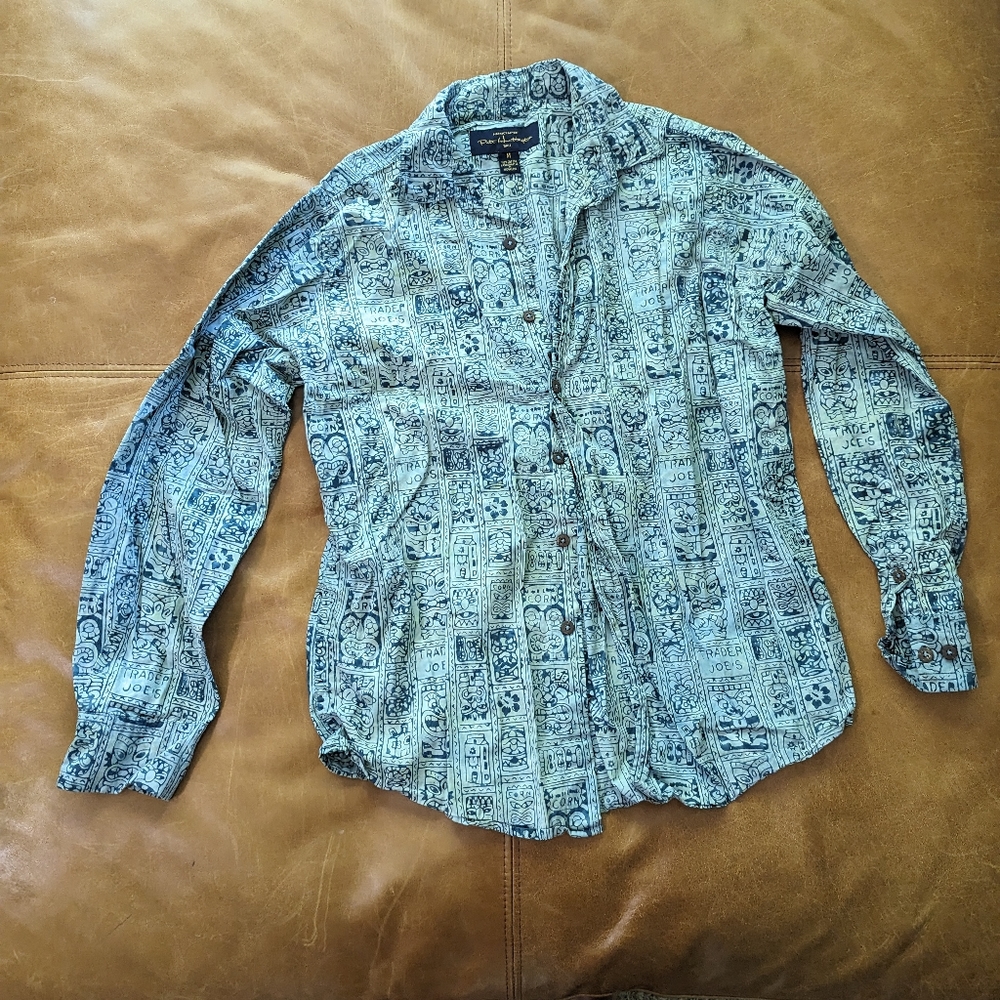 Men's Trader Joe's Long Sleeve Button Down shirt, Pete Huntington, Size Medium